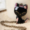 Retro Jewelry Black Drip Paint Smile Cat Pendant Necklace Long Neckla^qiM Tt