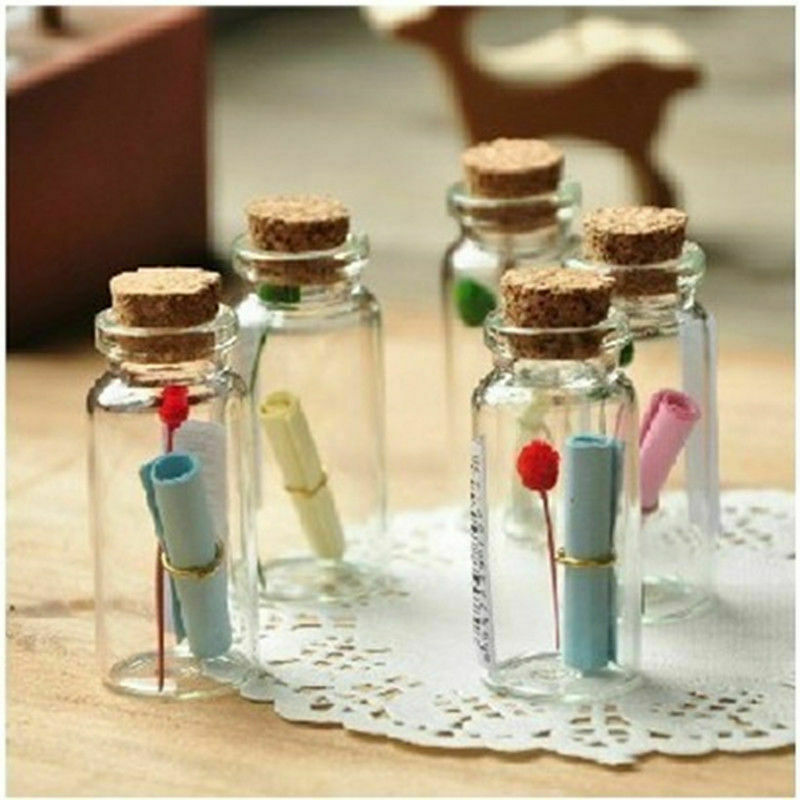 0.6ml Mini Tiny Empty Clear Glass Jars Bottles Vials with Cork Stoppers 50Pcs