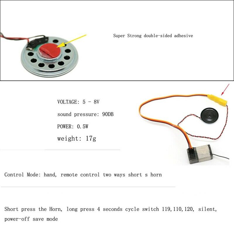RC Car Horn Sound Simulator Speakers Sound Group for 1/10 1/8 RC Car Axial SCXU6
