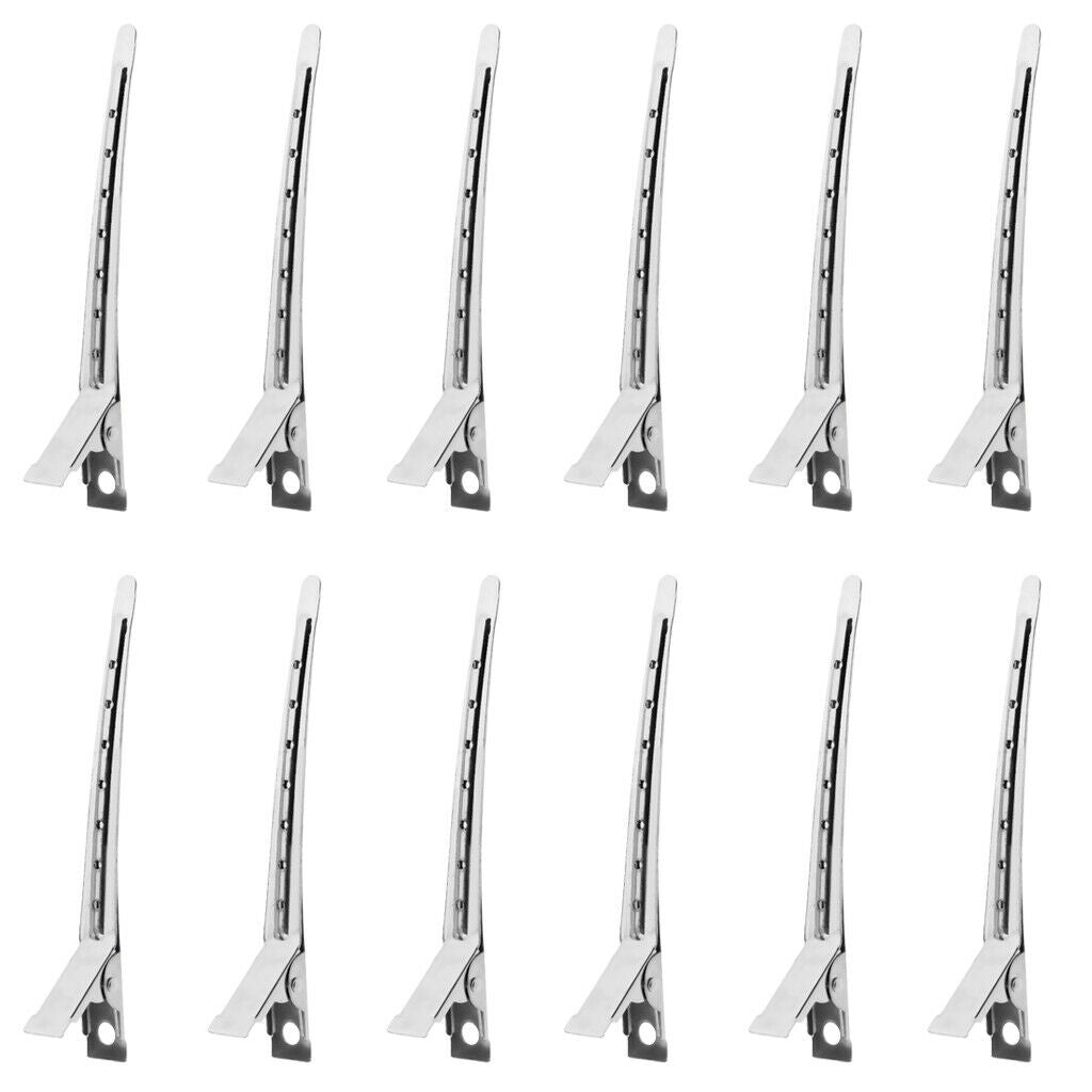 Lots 12 Smooth Duckbill Fixing Sectioning Clips Styling Clamps Accessories