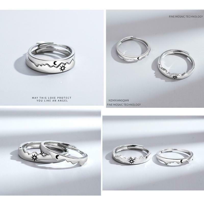 Couple Rings for Women Men Adjustable Couple Matching Promise Wedding Ring