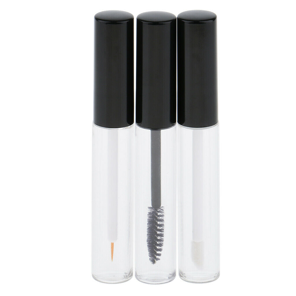 3 Mascara Growth Castor Oil Eyeliner Tubes Bottles w/ Rubber Stopper 10ml