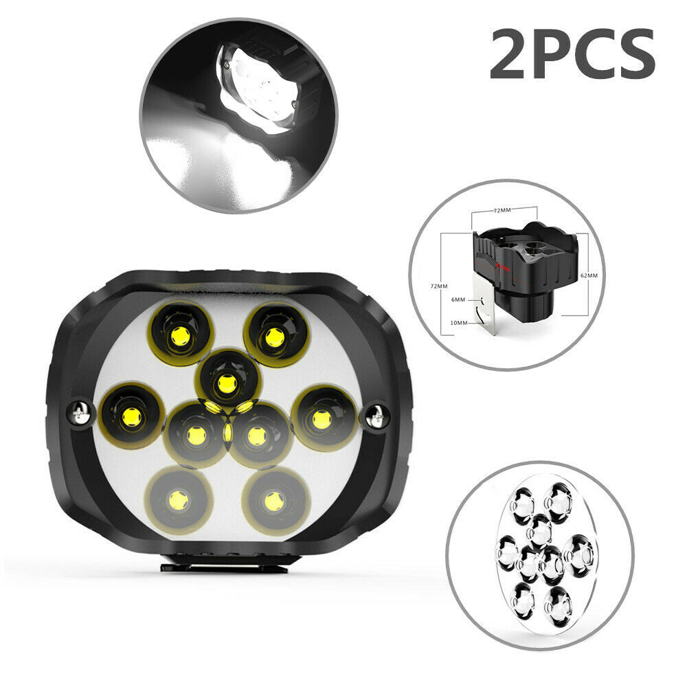 Motorcycle LED Headlight Fog Light 9 Lamp Beads Spotlight for Dirt Bike Scooter