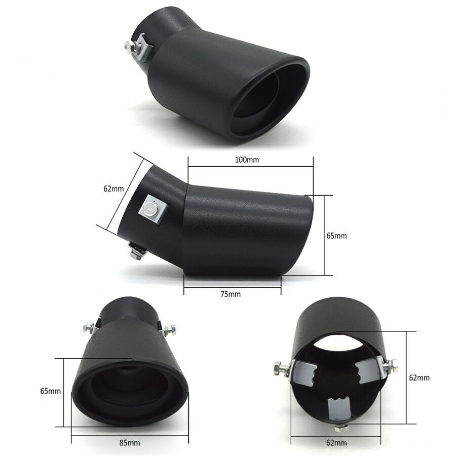 1* Black 62MM Stainless Steel Car Exhaust Pipe Plating Process Bend Oblique Cut