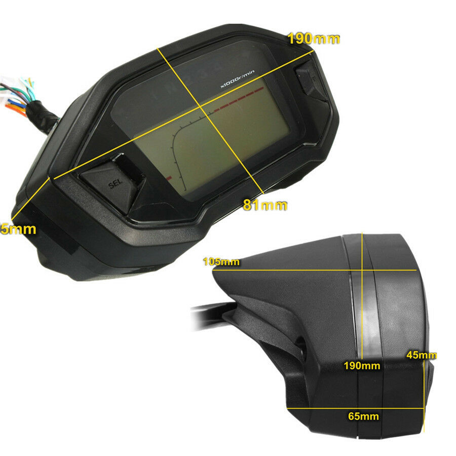 Motorcycle LCD Digital Speedometer Odometer LED Backlight Speed Sensor N-5 Gear