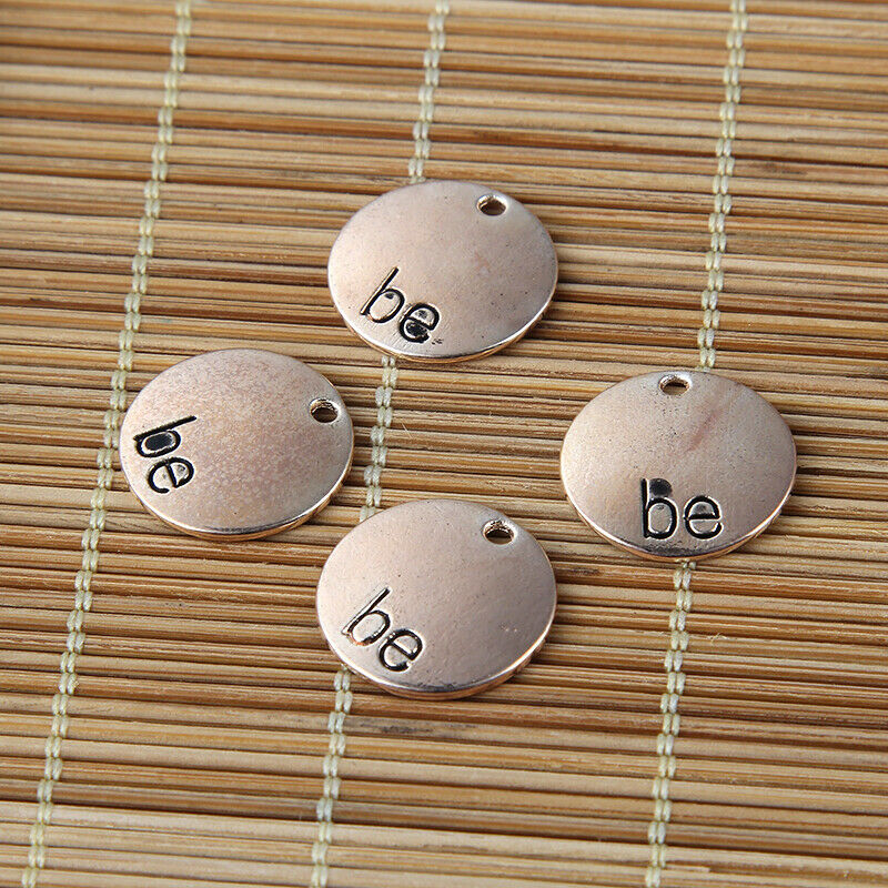 10Pcs Rose Red Round "Be"Charm Pendant Jewelry Charms Necklace Craft Making DIY