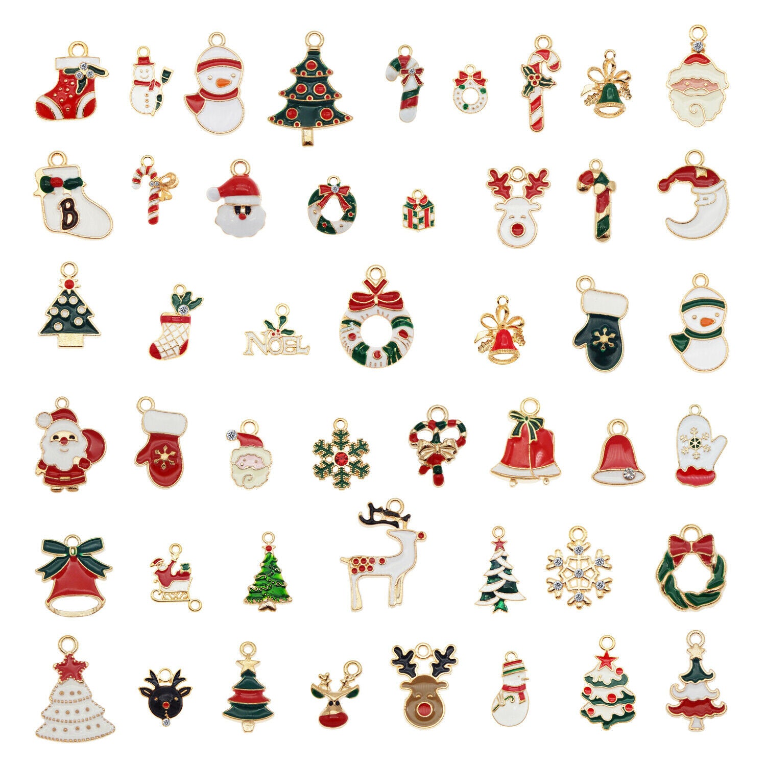 Wholesale Enamel Plated Mixed Random Christmas Pendant Charms DIY Findings 20pcs