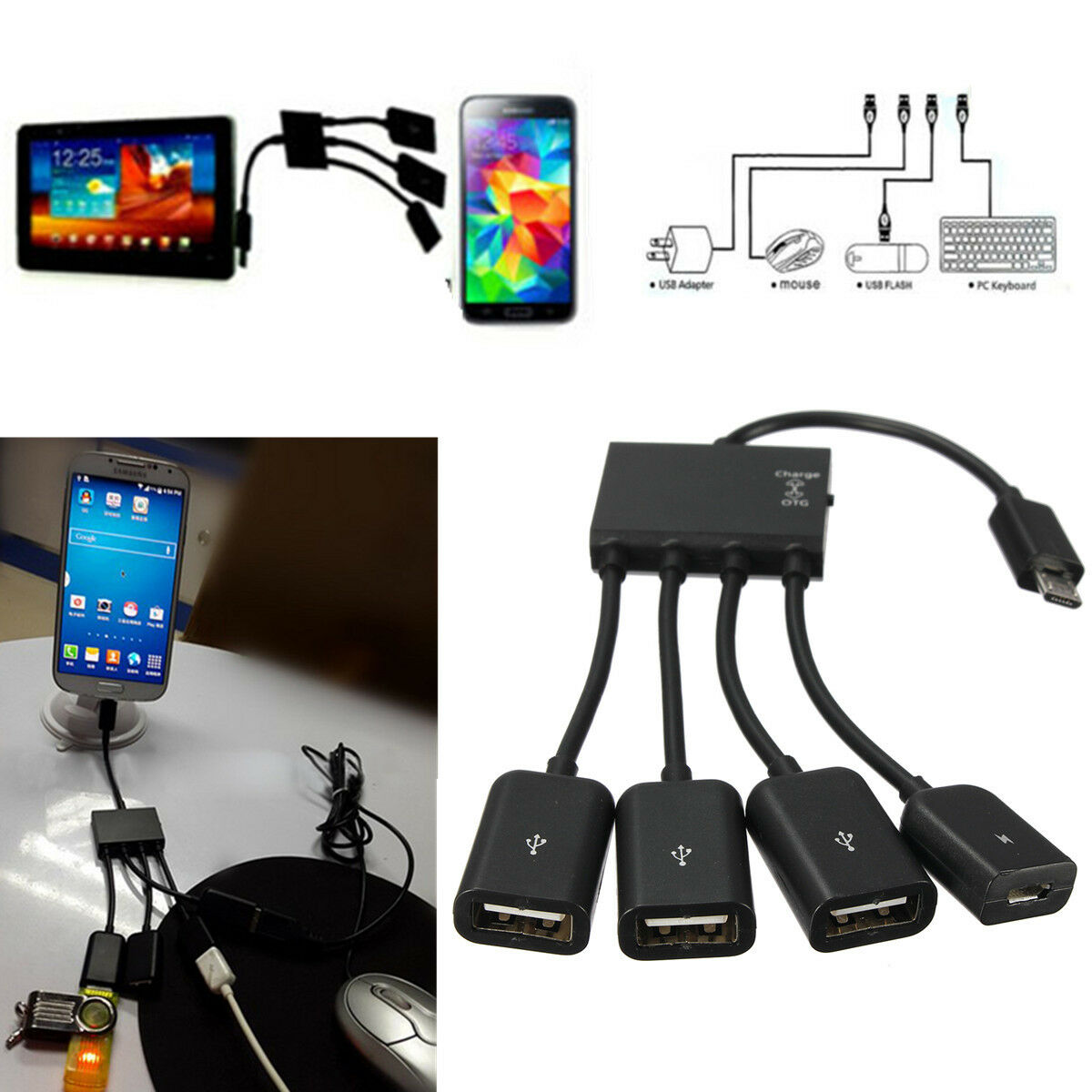 Micro USB Data Power Charging OTG Hub Cable For Android Tablet Phone  OTG Hub