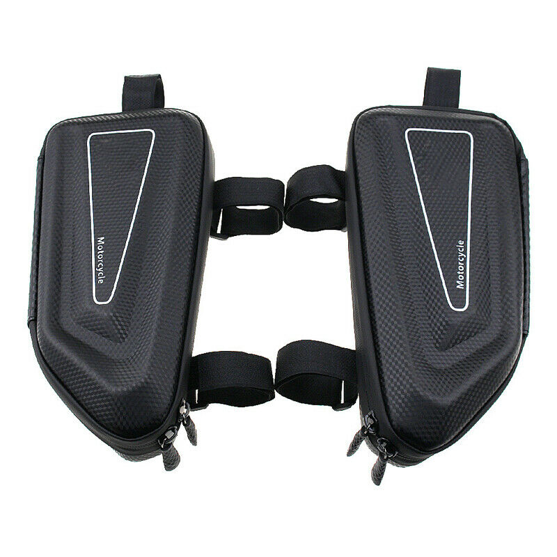 2pcs Hard Shell Motorcycle Luggage Saddle Tool Side Hanging Bag Black Waterproof