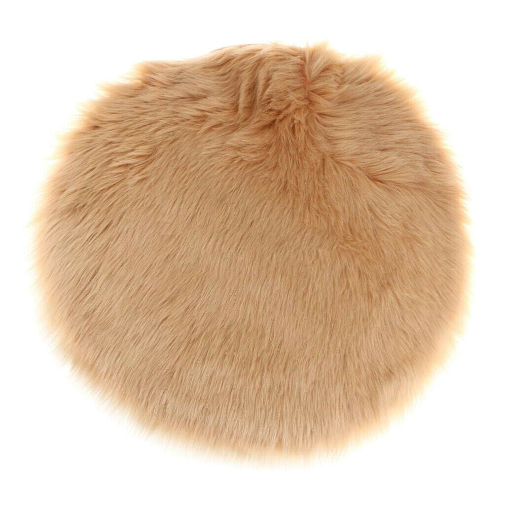 Camel faux sheepskin rug round 30cm armchair pad soft home decor floor mat