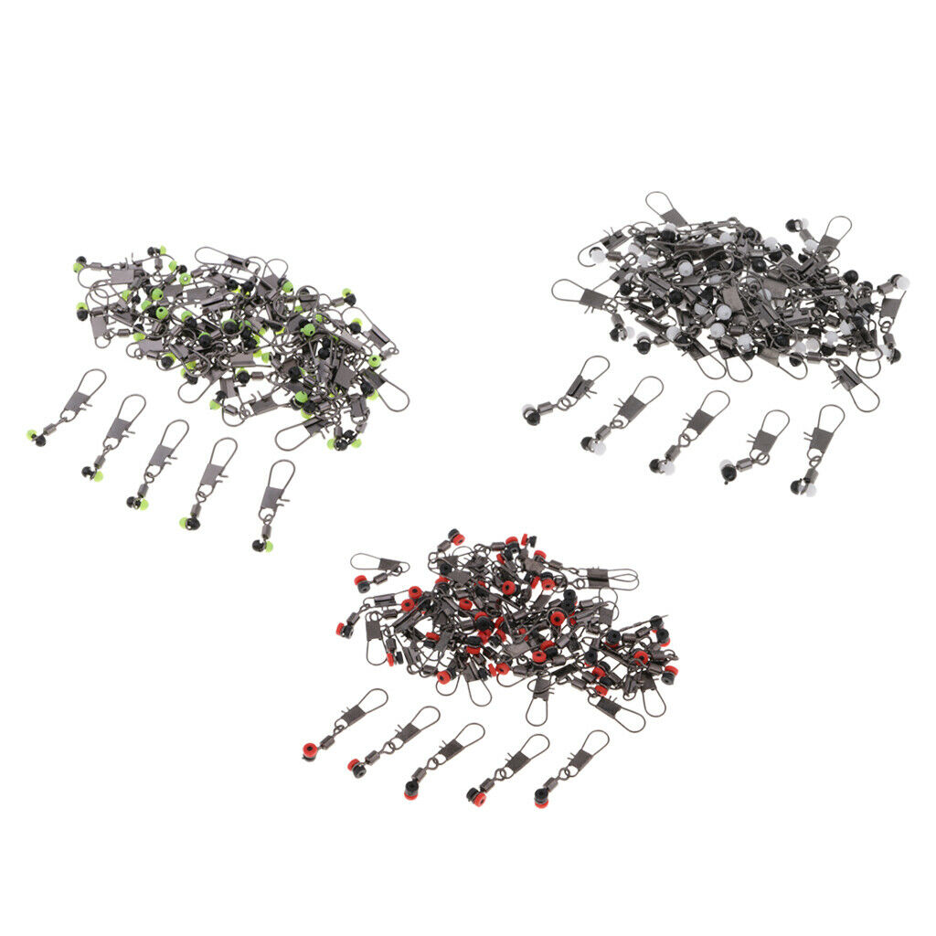 50 Pieces Fishing Barrel Rolling Swivels with Interlock Snaps Connectors S