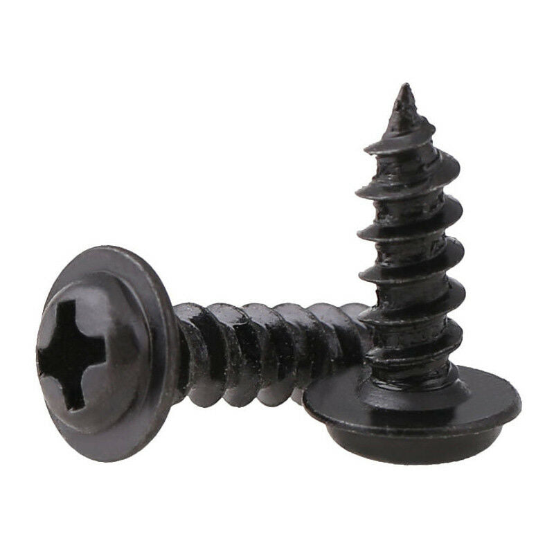 60Pcs M2.3* 4-12mm Phillips Pan Head Washer Self Tapping Screws kits Zinc Black
