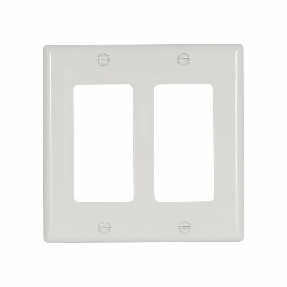1pcs-COOPER 5152W Decorator / GFCI Receptacle Standard Nylon Wallplate 2-Gang