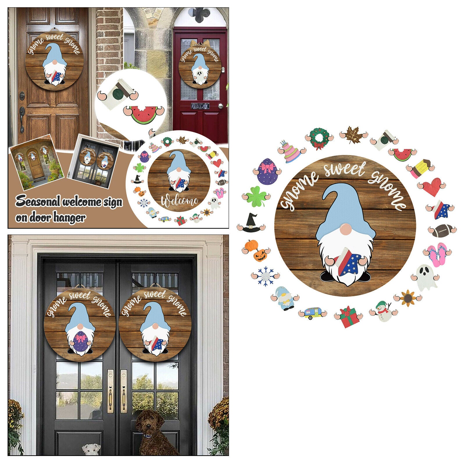 Seasonal Welcome Door Sign Garland Christmas Easter Halloween Holiday Decor