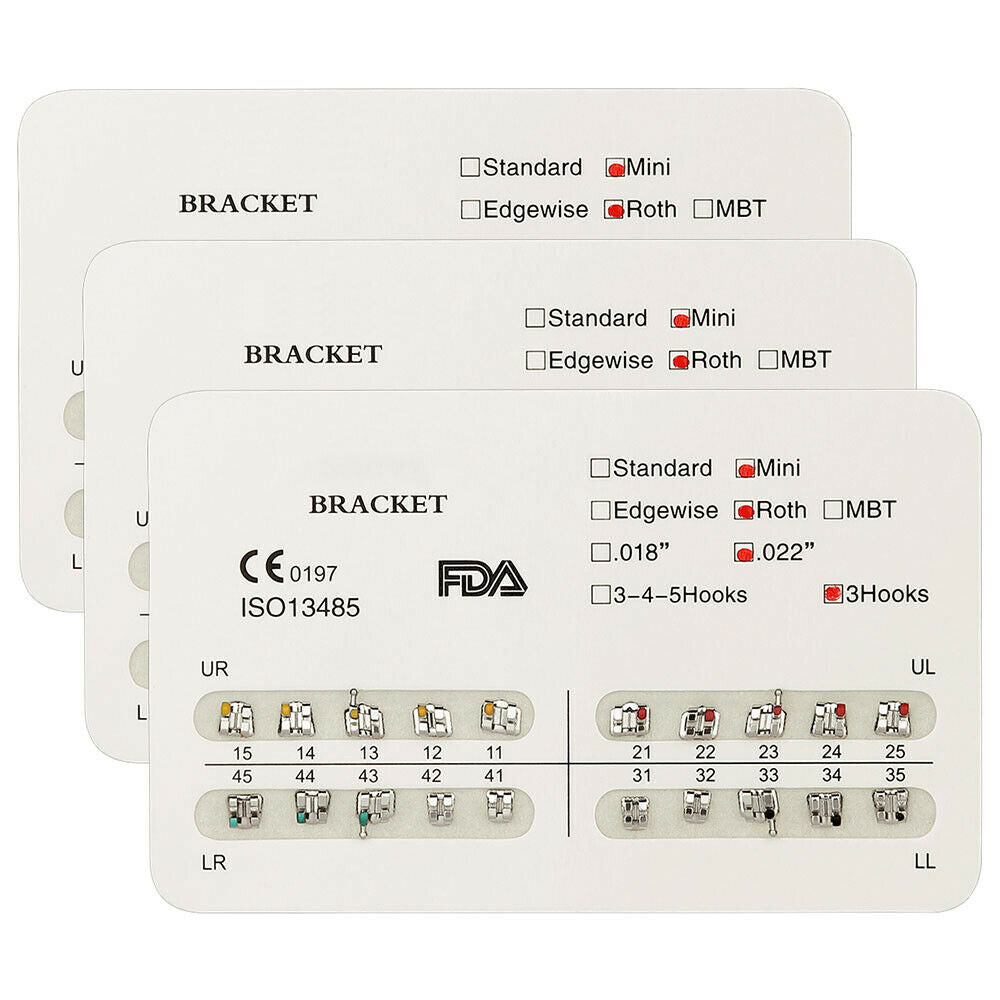 100 Packs AZDENT Dental Orthodontic Bracket Braces Mini Roth 022 Hooks 3