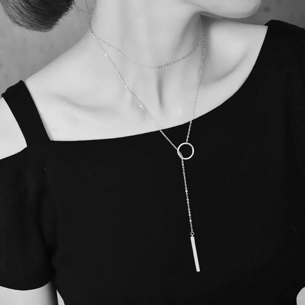 Circle Strip Long Chain Necklace collares kolye bijoux femme Choker Necklace Rf