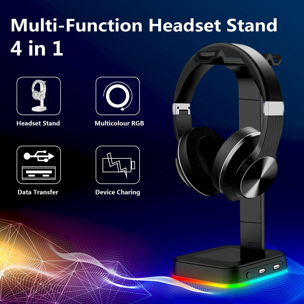 D9 RGB Headphone Holder PC Gamer Headset Desk Bracket Display Stand Support