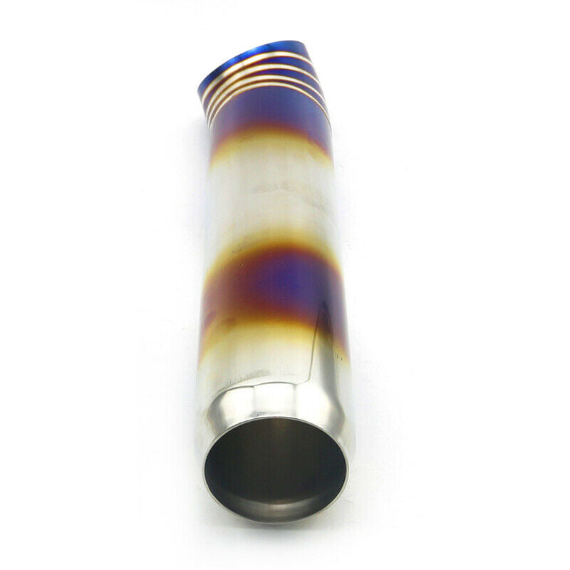 76mm-67mm Car Muffler Exhaust Pipe Tip Half Bend Stainless Chrome Baking Blue