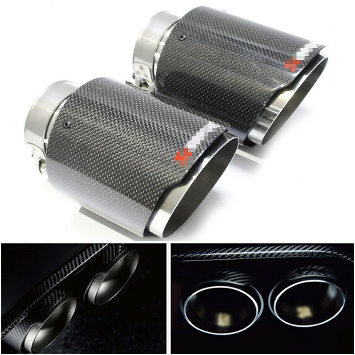 Carbon Fiber Car Exhaust Tip Muffler  end Pipes 63mm 2.5"Inlet  Smooth surface