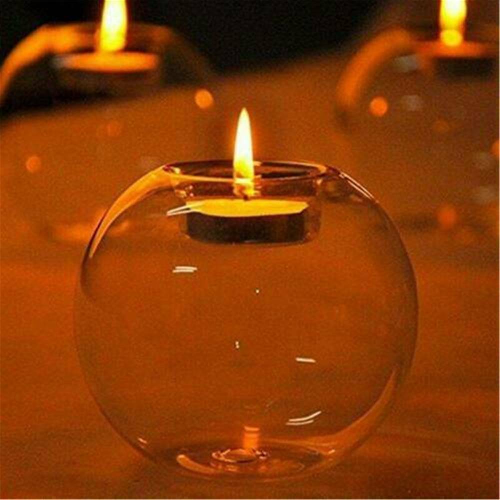 Home Round Crystal Glass Candle Holder Wedding Bar Party Dinner Candlestick 1PC