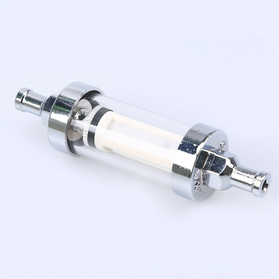 1 Pc Metal & Glass 8mm 5/16'' Motorcycle Fuel Gas Filter Reducing Engine Wear