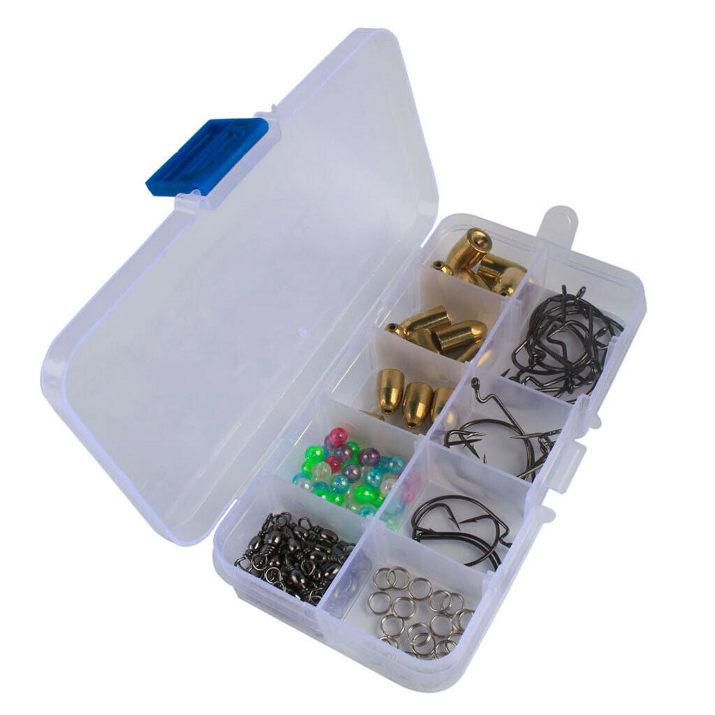 115pcs/box Carp Fishing Terminal Tackle Hooks Swivels Beads Brass Sinker Kit