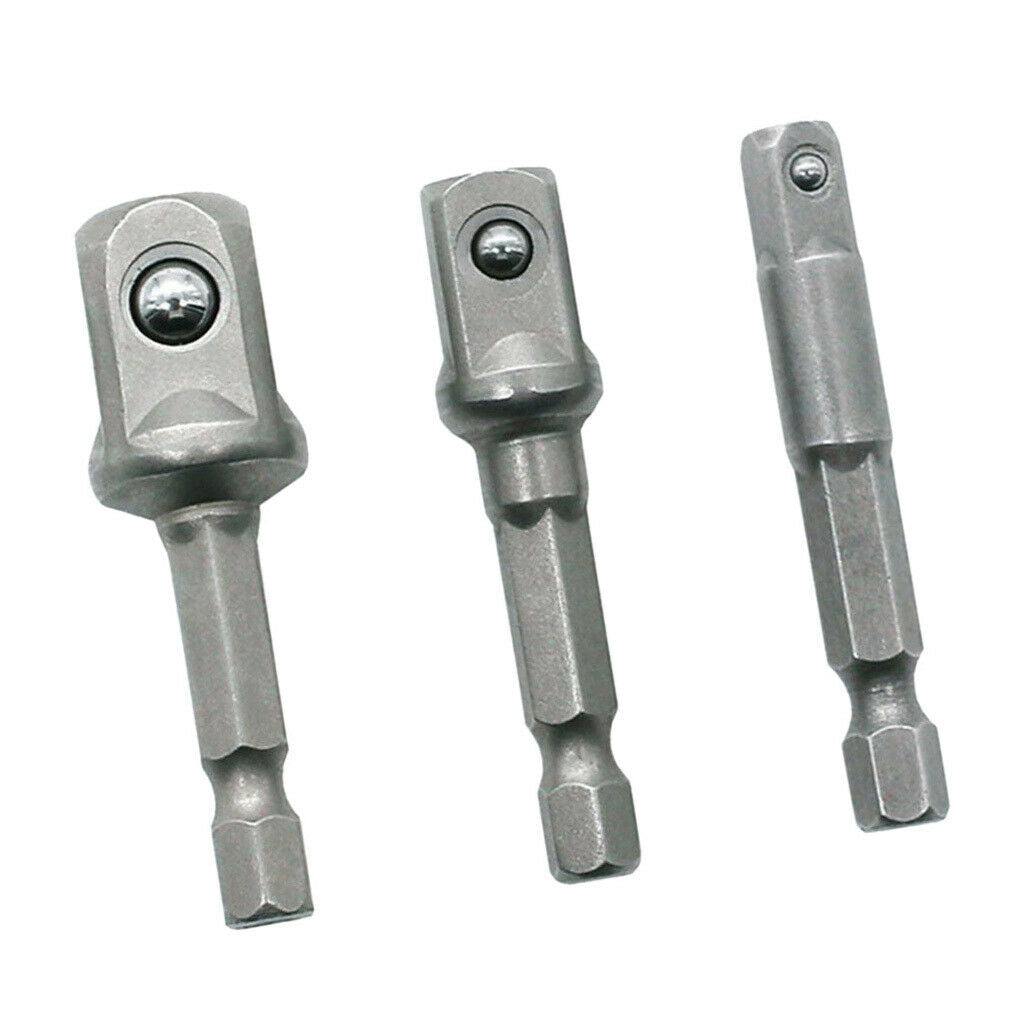 3 Pieces Hex Shank Square Head Drive Socket Extension Rod 1/4" 3/8" 1/2"