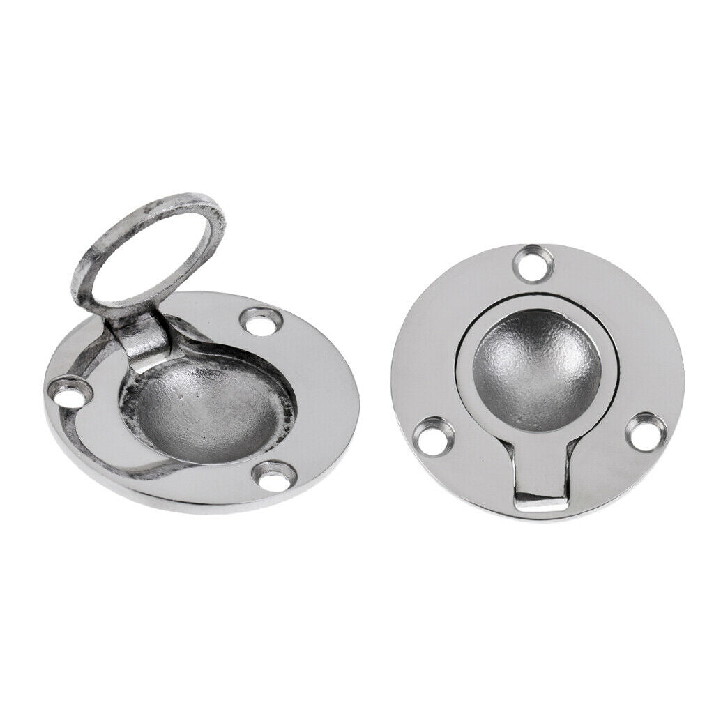 6 Pieces Boat Marine Stainless Steel Round Flush Lift Ring Hatch Pull 49mm