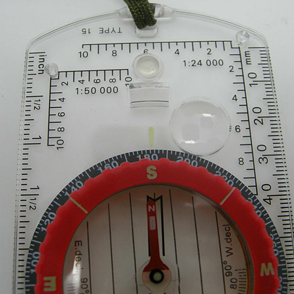 1xSturdy Acrylic Ruler Magnifier Mirror Compass Lanyard Waterproof Pocket Size