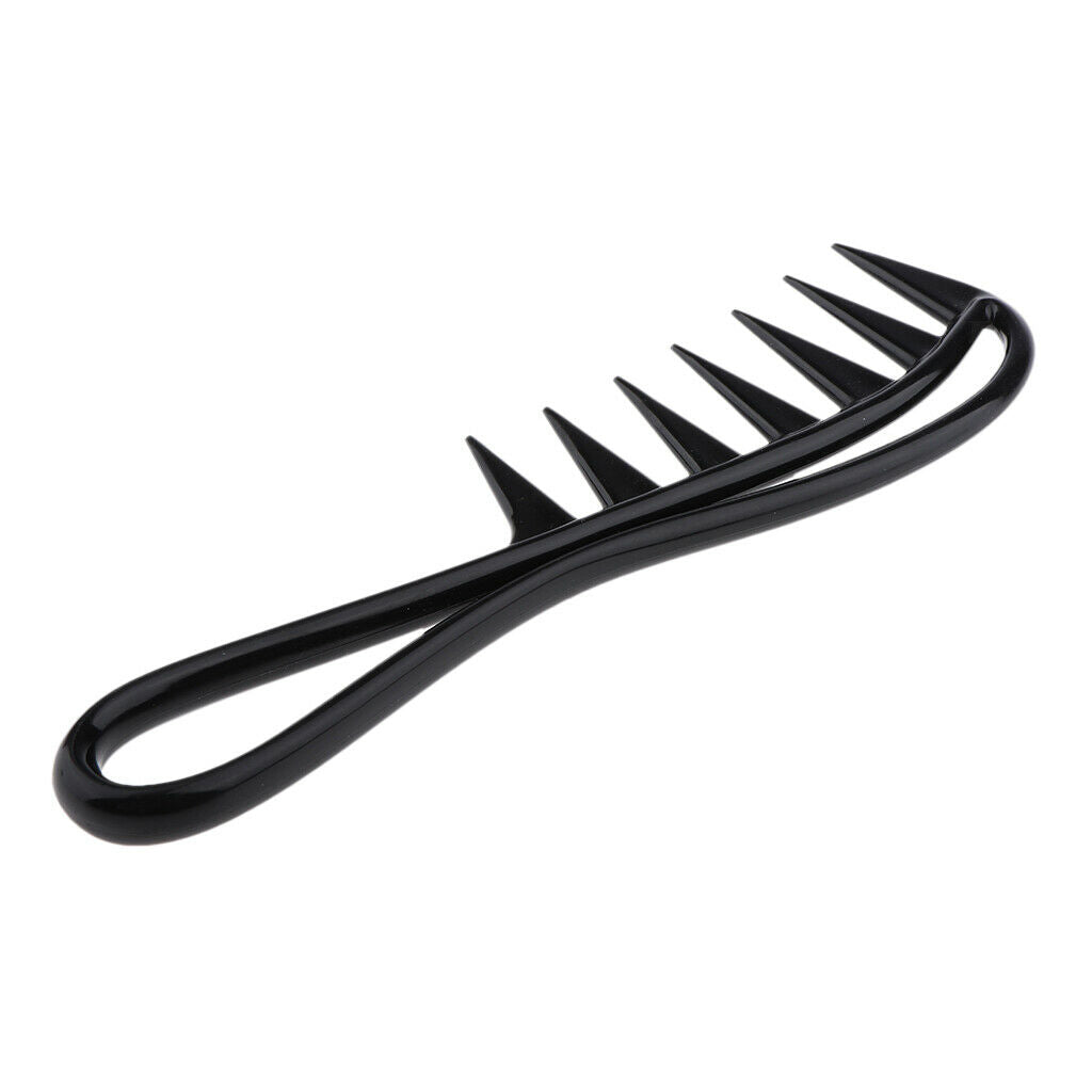 2x Large Plastic Wide Tooth Hair Combs Shark-Tooth Styling Shower Comb Black
