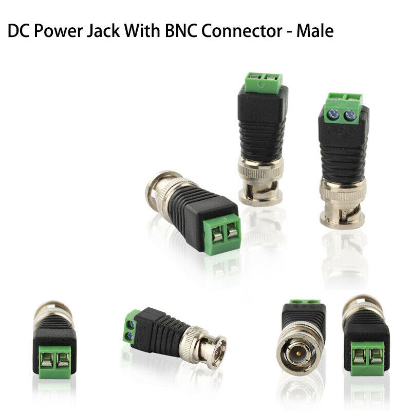 DC Power Jack With BNC Connector - Male For DC CCTV Cat5 To RG59 Coax Cable