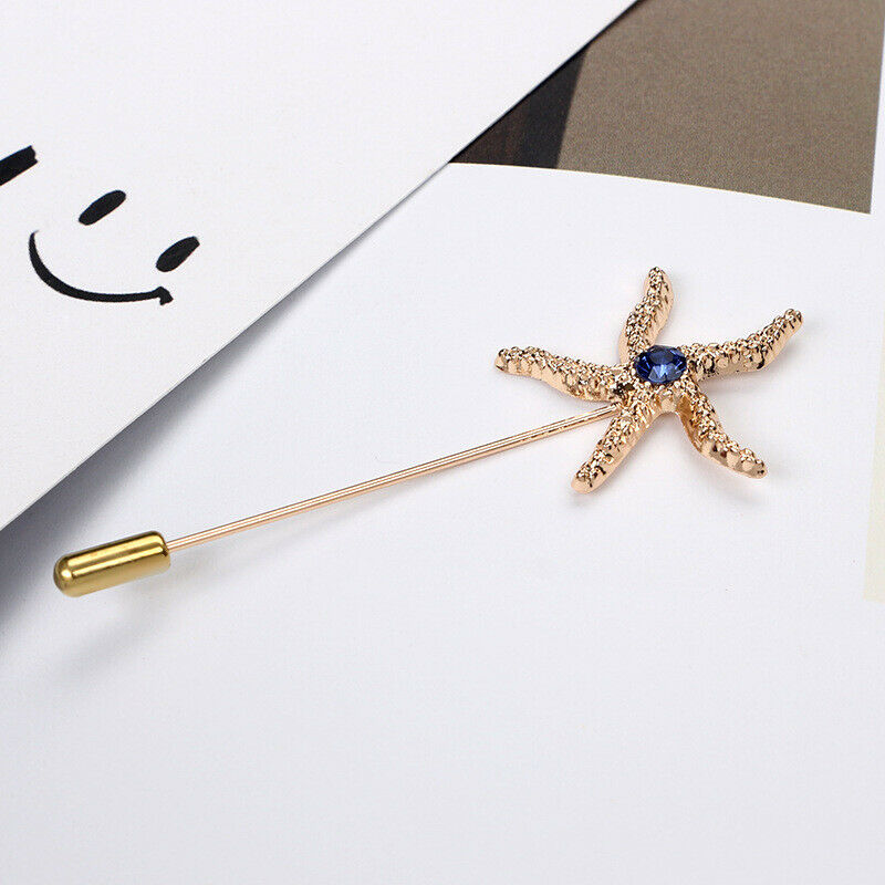 Women Mens Starfish Lapel Stick Pin Brooch Badge for Tie Hat Scarf Accessory