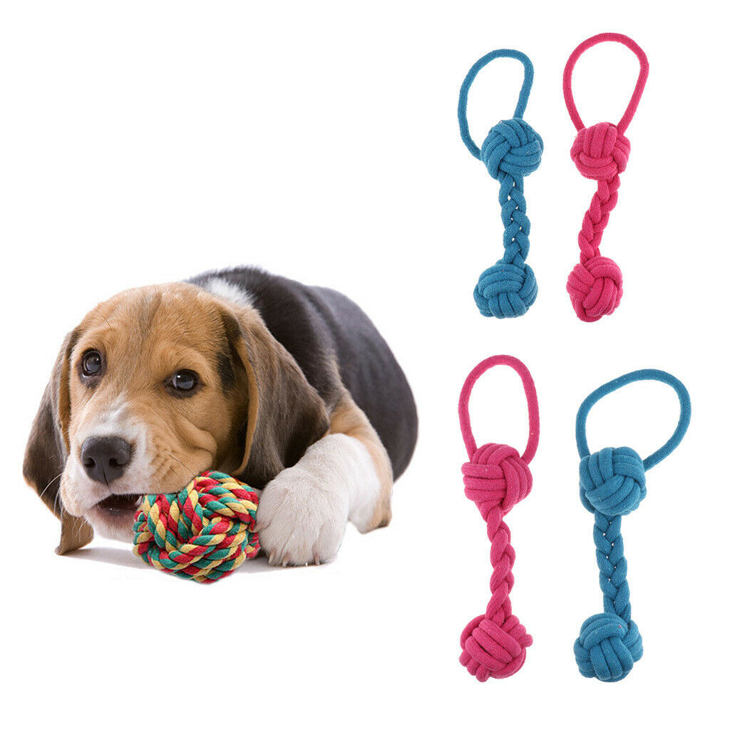 2Pcs Pet Puppy Dog Cotton Rope Chew Toys for Teeth Cleaning Knot Rope S