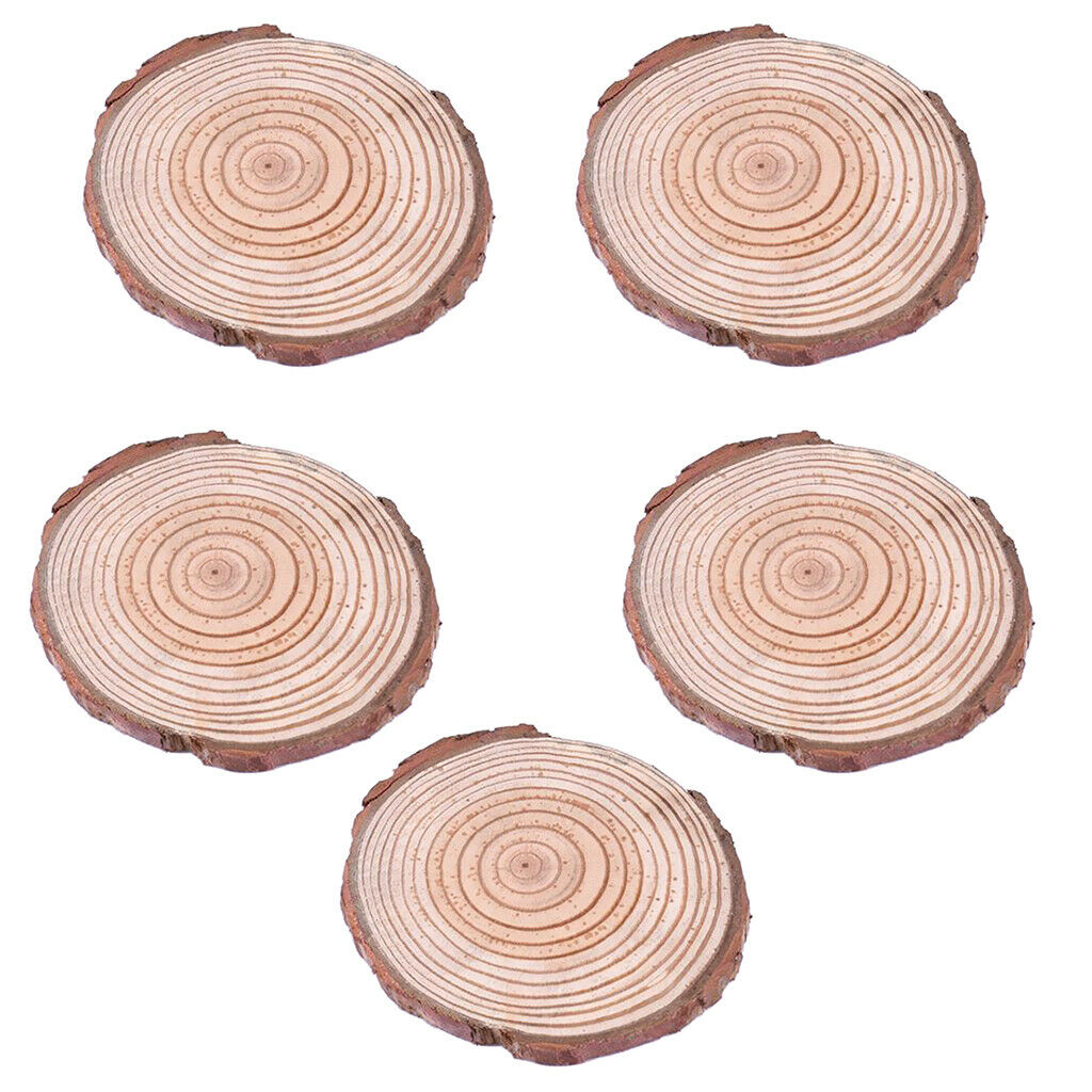 5pcs Unpainted Natural Wood Slices Chips Round Log Disc for DIY Craft 5-6cm