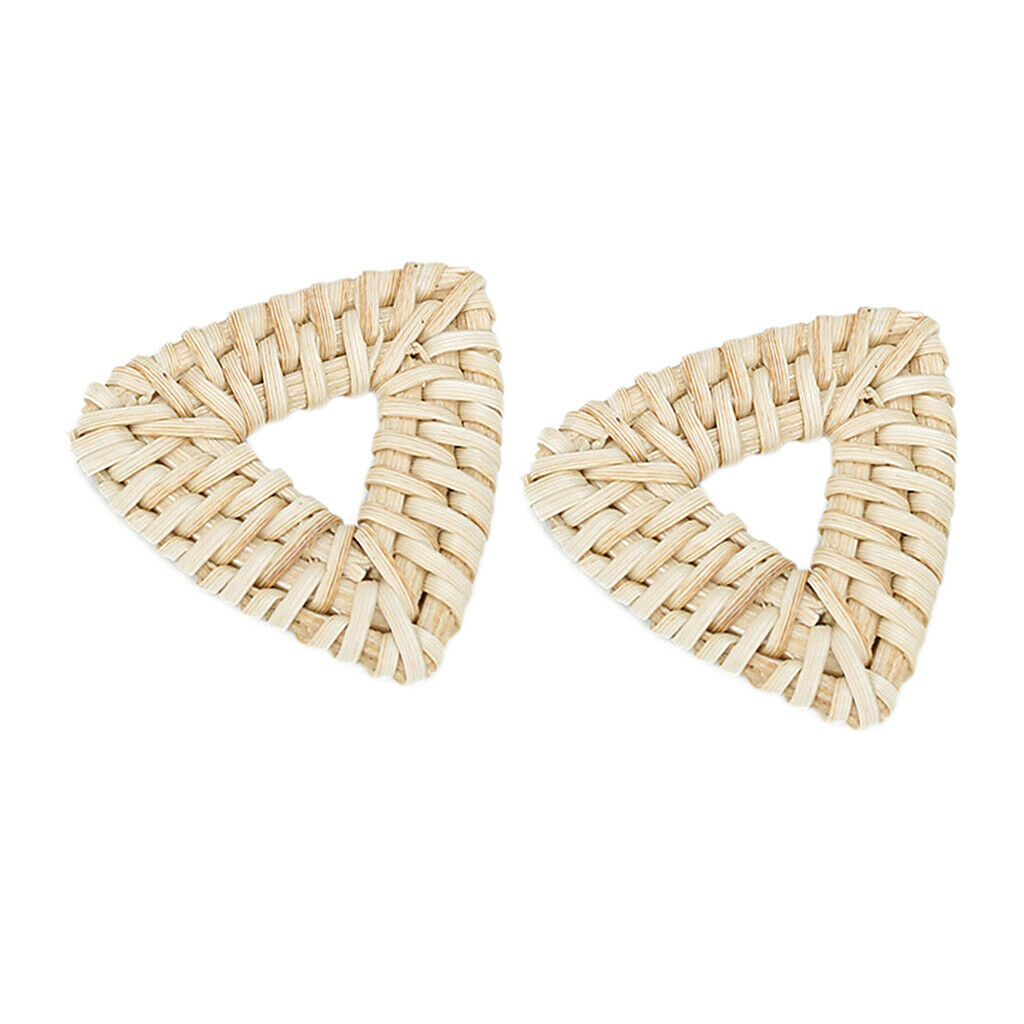 Prettyia 1 Pair Triangle Rattan Straw Knit Handmade Earring Gift DIY Jewelry