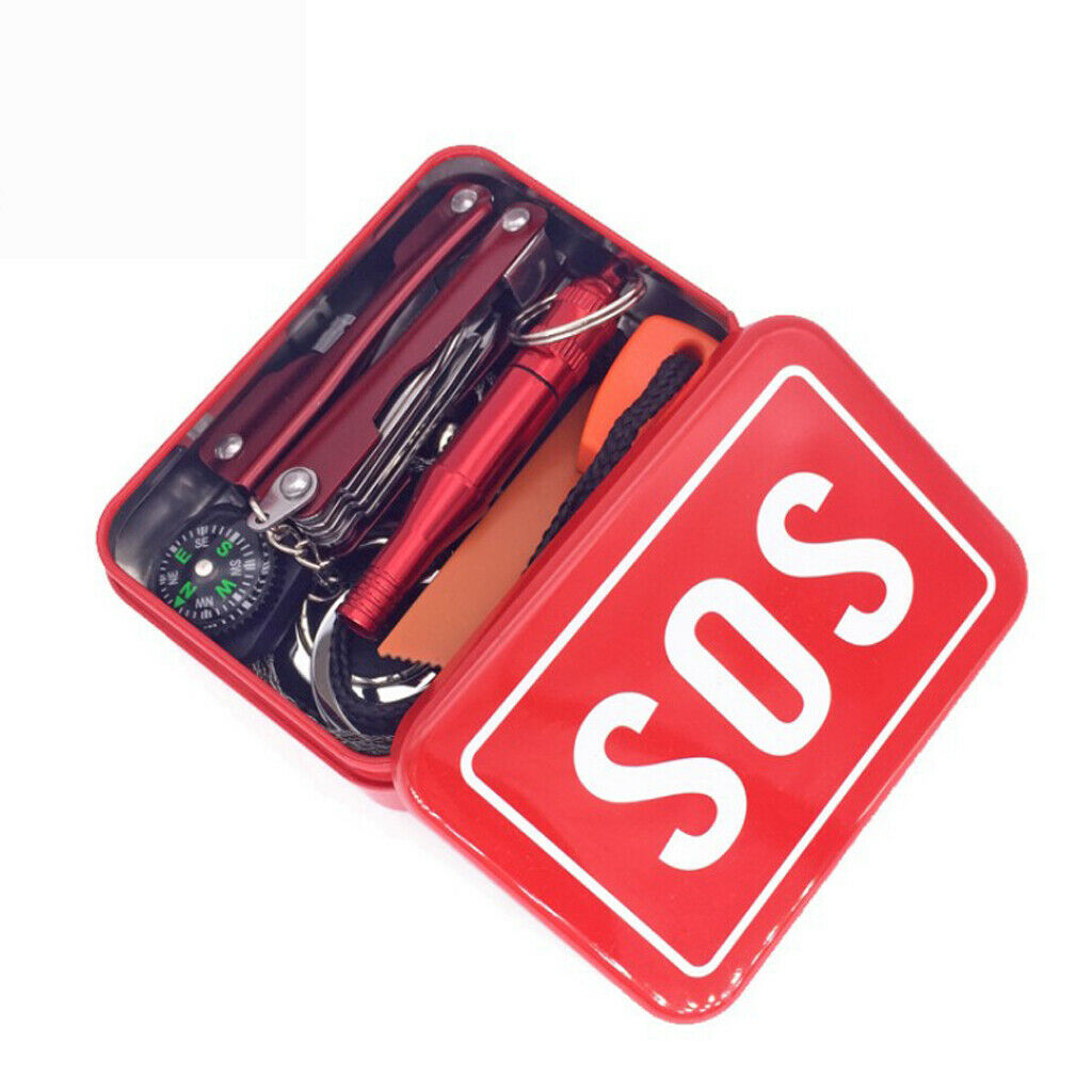 Iron Tool Box Outdoor Storage Container Carry Case Emergency with SOS Letter
