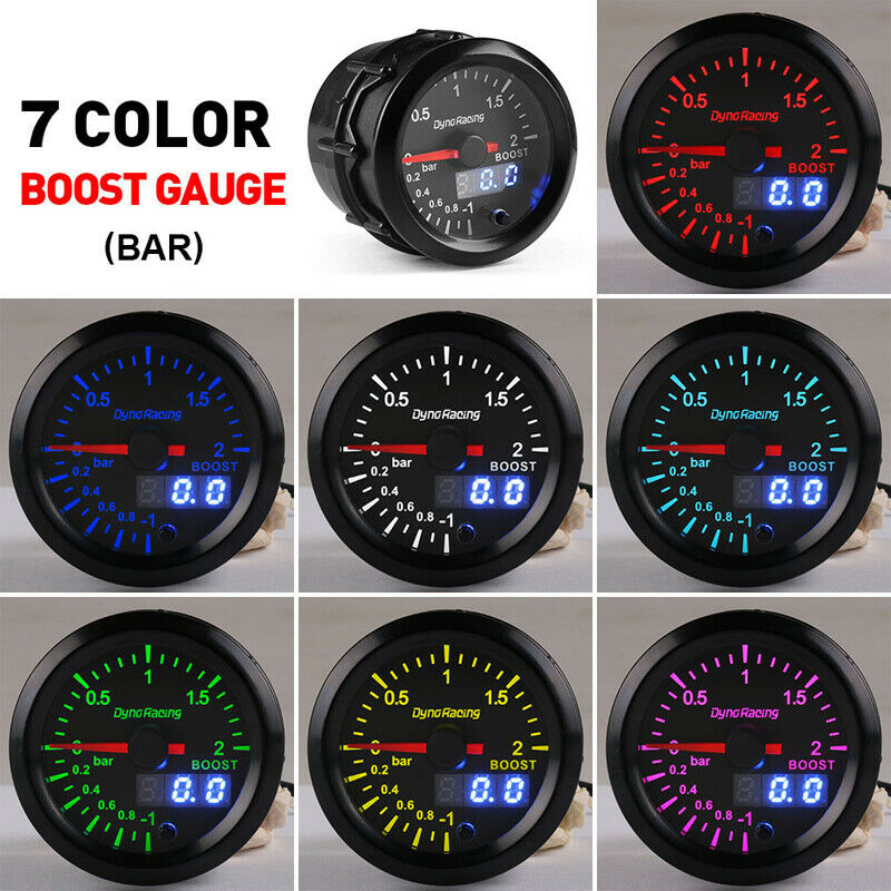 12V 52MM Car Turbocharger Boost Gauge Bar Digital Pointer Vacuum Pressure Meter