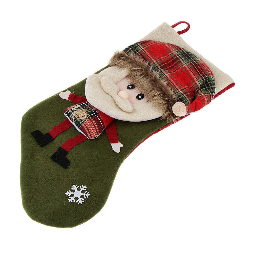 Kids Festival Christmas Gift Present Candy Socks Stocking Party Green Santa
