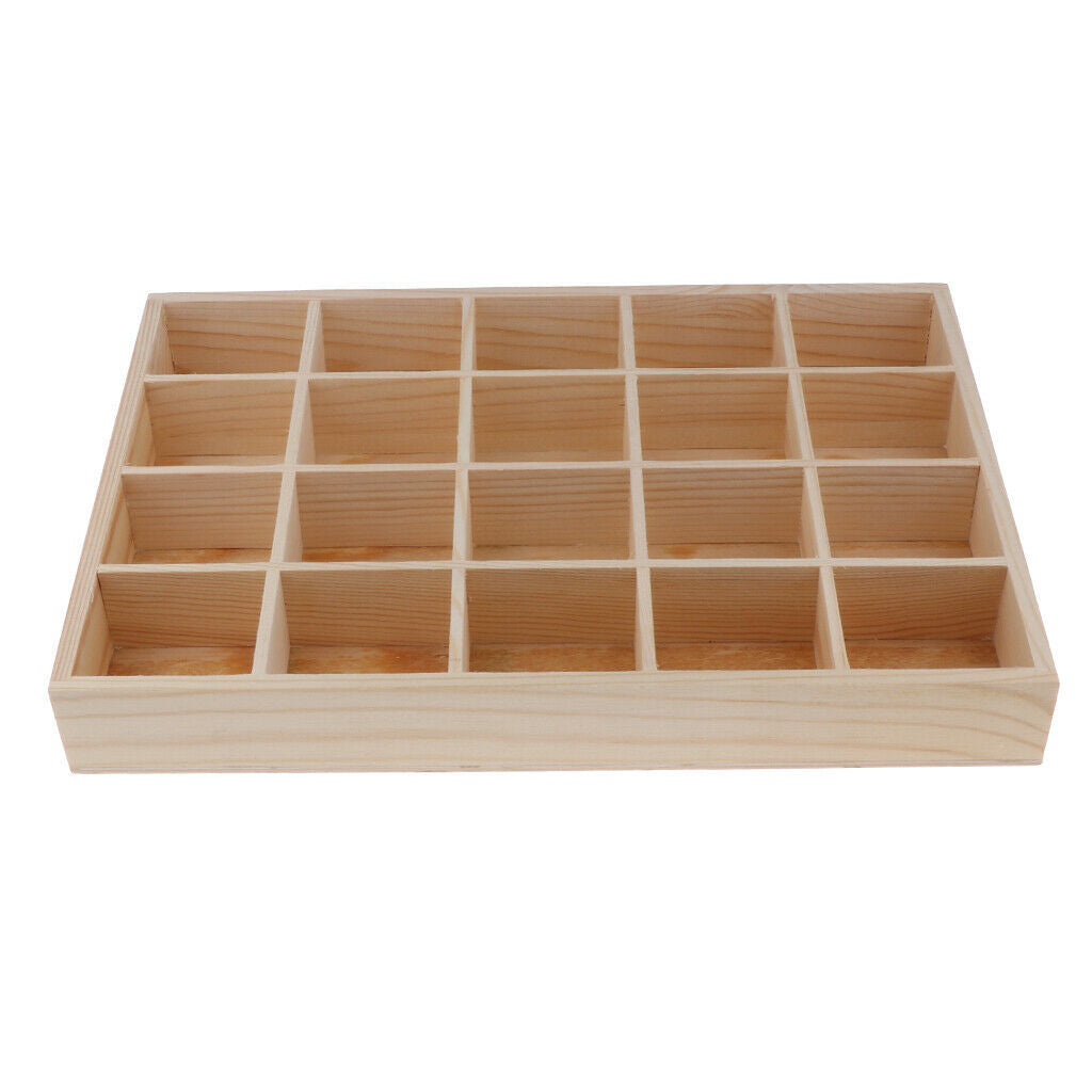 2 Pieces Wooden Jewelry Storage Case 20 Grid Jewelry Box Organizer