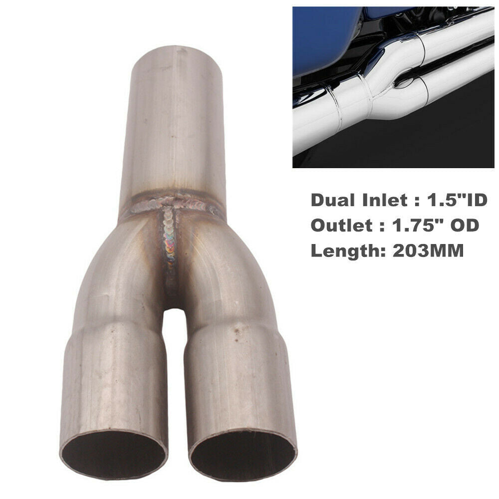 2-1 Stainless Steel Exhaust Merge Collector Dual 1.5" Inlet Single 1.75" Outlet