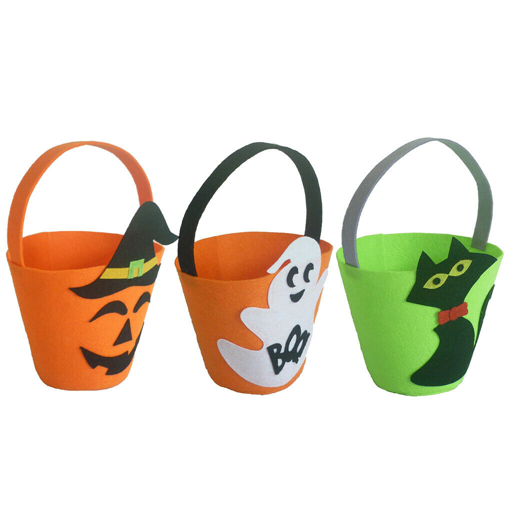 Halloween Candy Buckets Baskets Totes Gift Bags Trick or Treat Bags orange