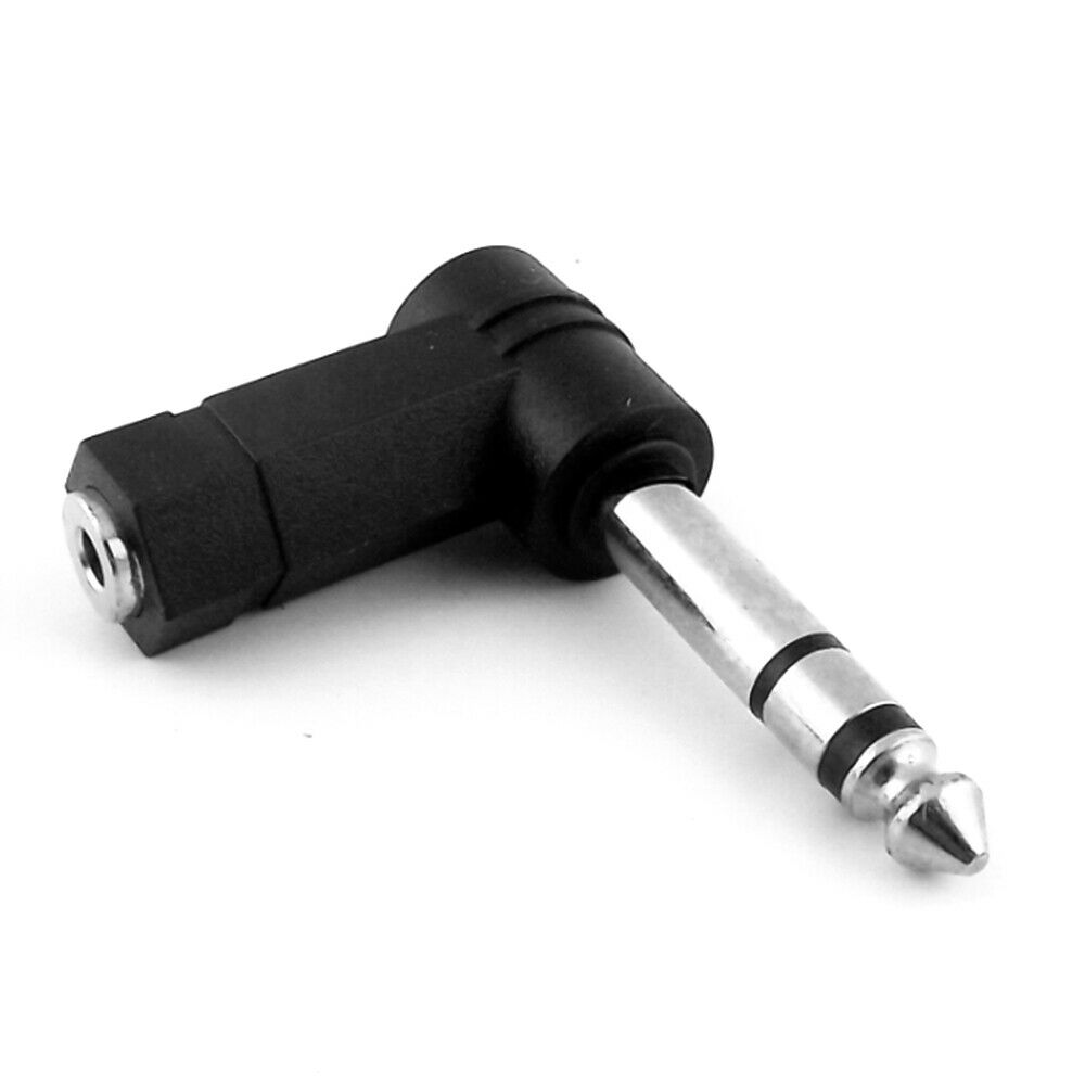 6.35mm Male to 3.5mm Female Plug 3 Pole Stereo Audio Adapter 90 Degree