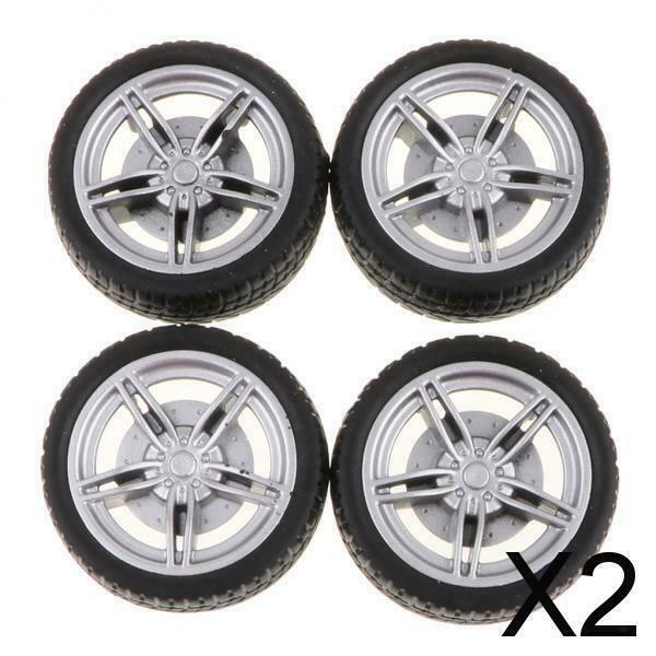 2X 4pcs 40mm 5-Spoke RC Car Soft Rubber Tyres for RC Drift Car DIY Replacement