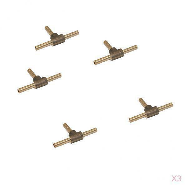 15pcs Brass T Type Joiner Fuel Hose Joiner Tee Connector Air Water Gas 4mm