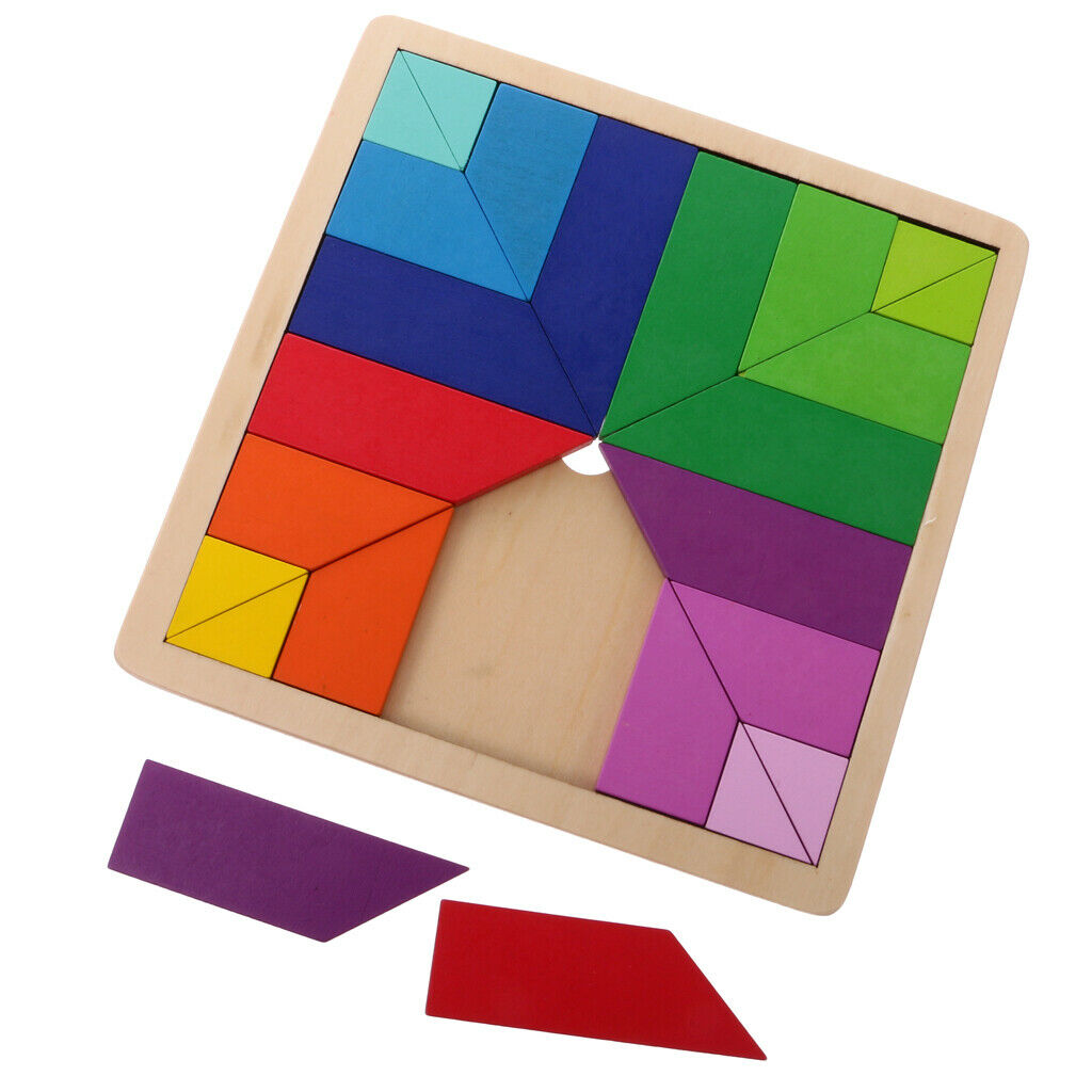 Children Colorful Wooden Puzzle Tangram Brain Teaser Game Children's Toys # 1