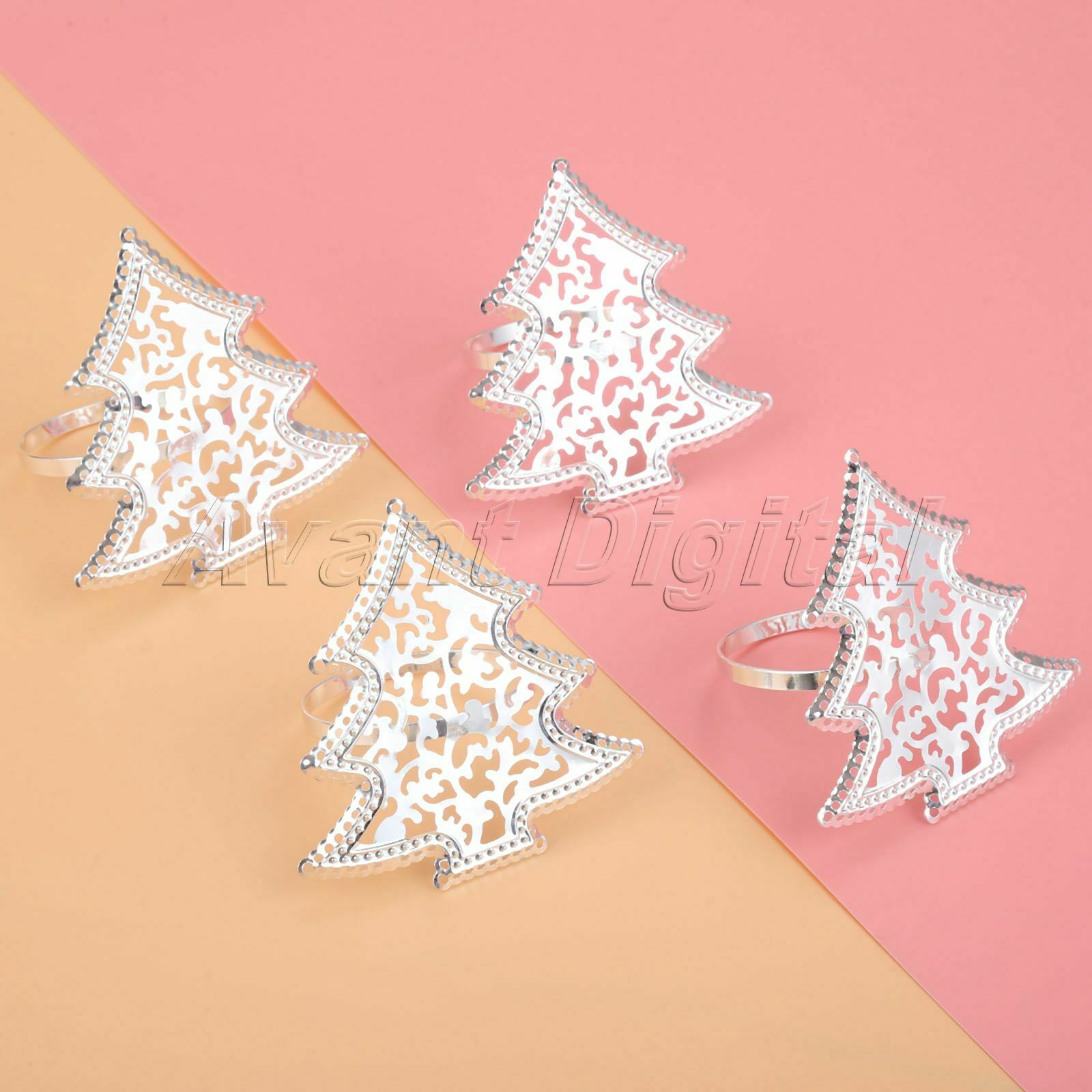 6Pcs Napkin Ring Star Christmas Tree Wedding Party Serviette Buckle Holder Decor