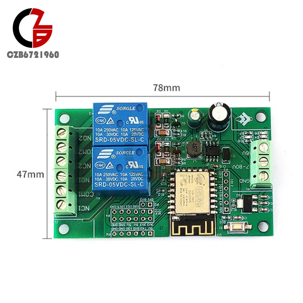 ESP8266 ESP-12F Dual Channel Wifi Relay Input Development Doard 5V Power Supply