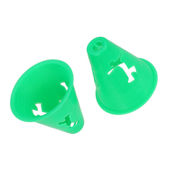 2x 5 Green Hollow Out Training Agility Maker Cones For Slalom Roller Skating 3"