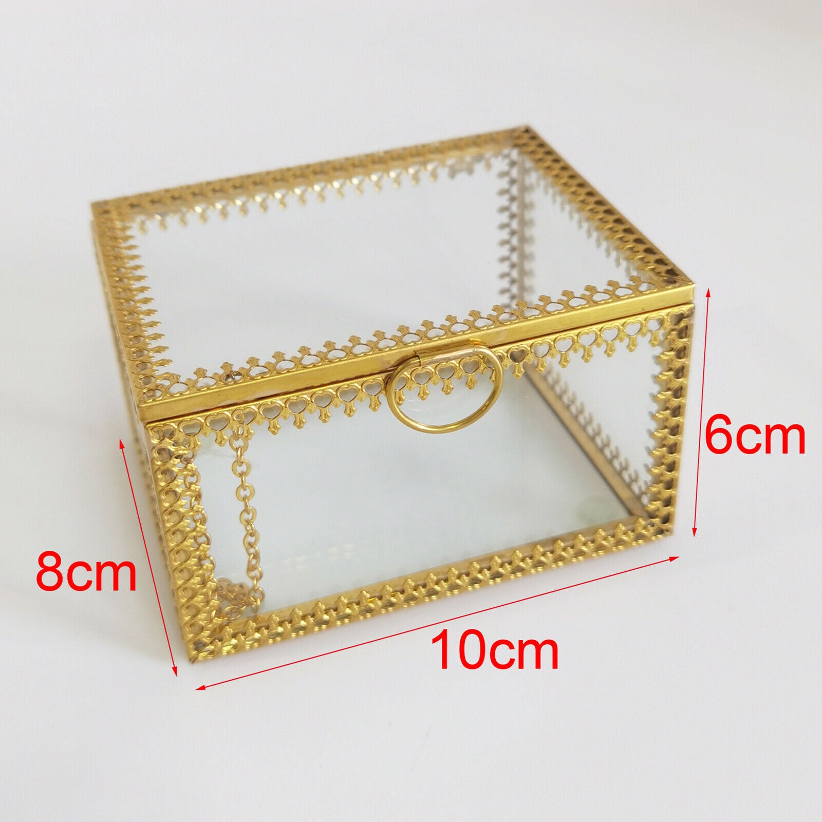 Jewelry Trinket Glass Box Ornate   Earring Box Keepsake Decorative Box for