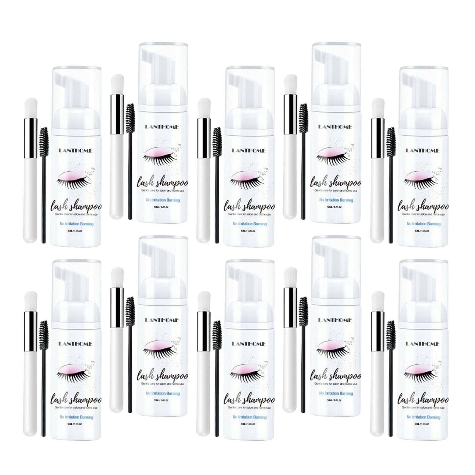 10pcs Eyelash Extension Shampoo 50ml Foam Cleanser Gentle Formula for